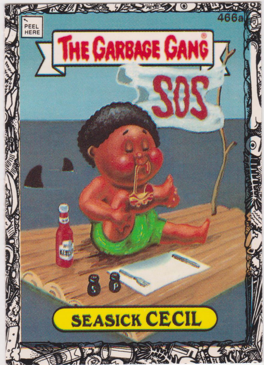 Topps U K Issue Garbage Gang 1992 Series 466a Seasick CECIL Puzzle on back
