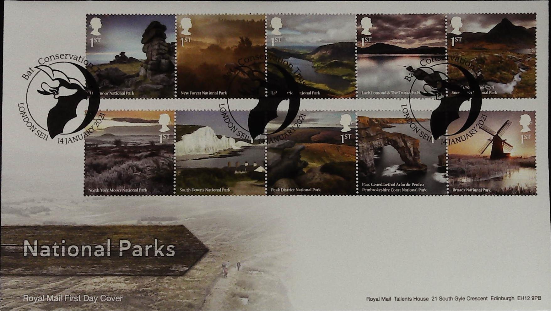 2021 National Parks Royal Mail FDC National Parks Bakewell Postmark