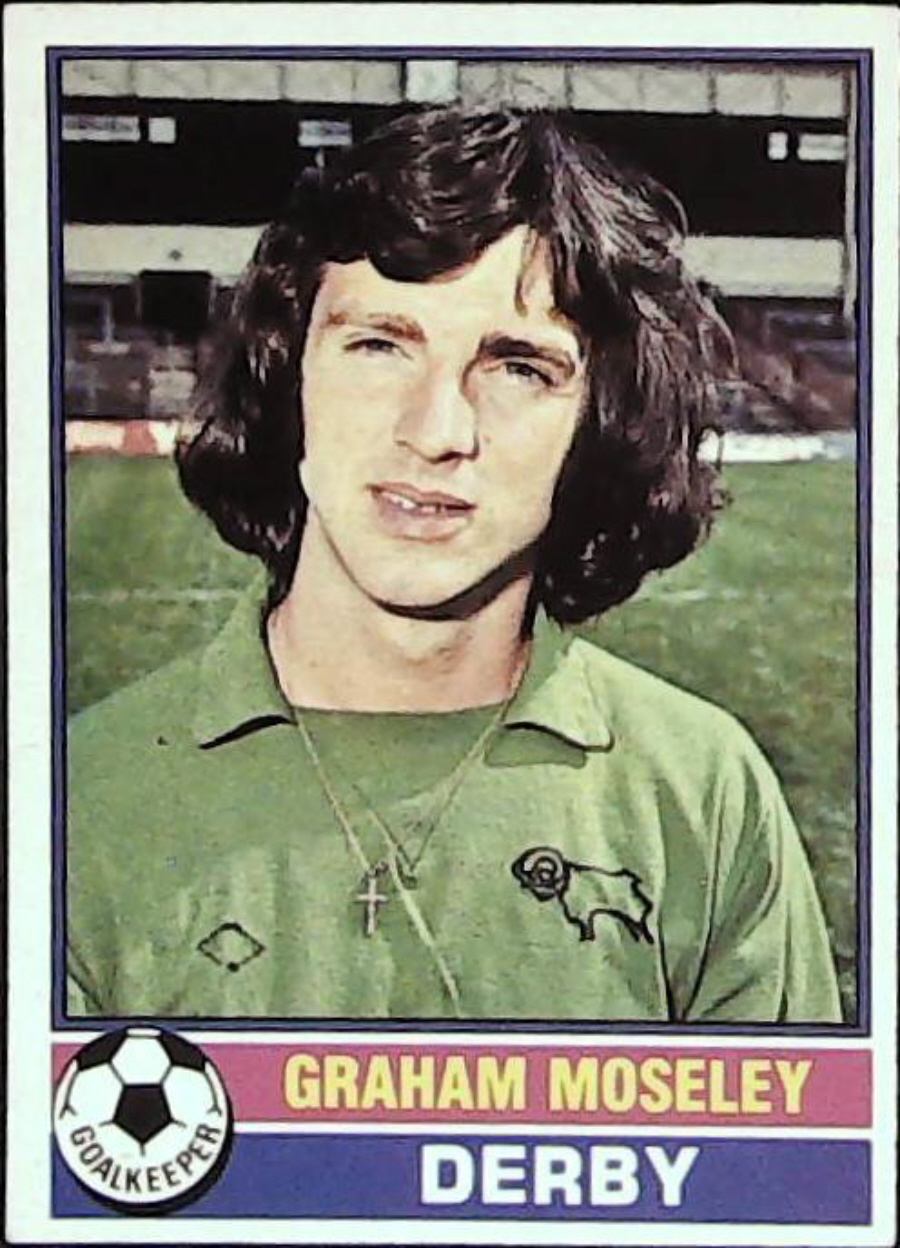 Topps UK Footballers Red Back 1977 DERBY NO 17 GRAHAM MOSELEY