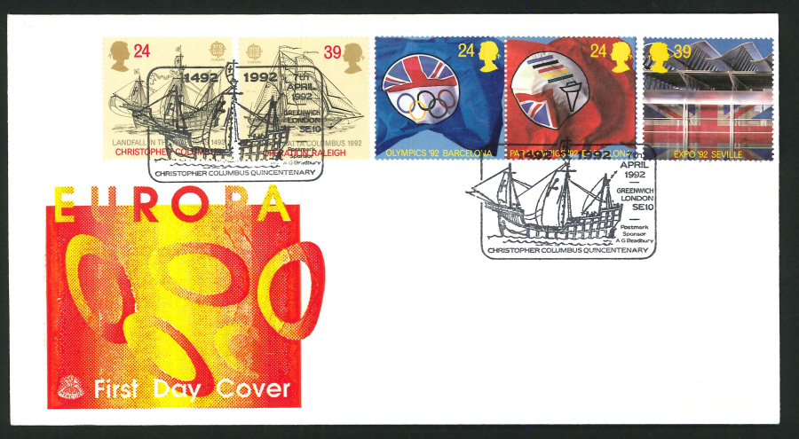 1992 - Europa First Day Cover - Columbus Quincentenary Postmark