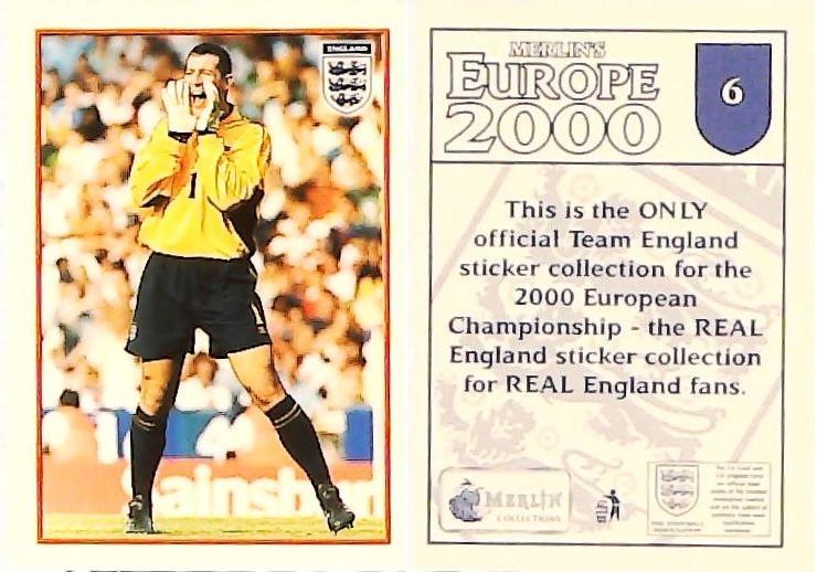 Merlin Europe 2000 Football Stickers The England Team No6 NIGEL MARTYN Merlin Europe 2000 Football Stickers The England Team No6 NIGEL MARTYN