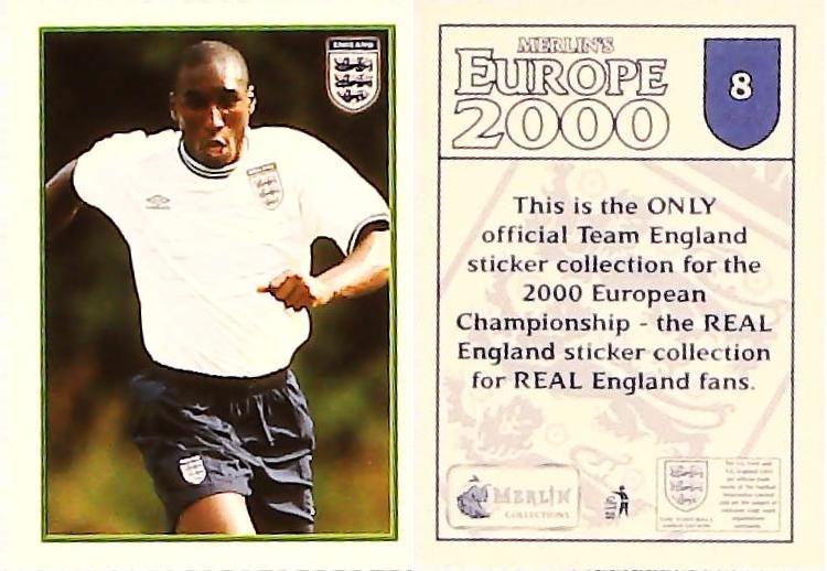 Merlin Europe 2000 Football Stickers The England Team No8 SOL CAMPBELL Merlin Europe 2000 Football Stickers The England Team No8 SOL CAMPBELL