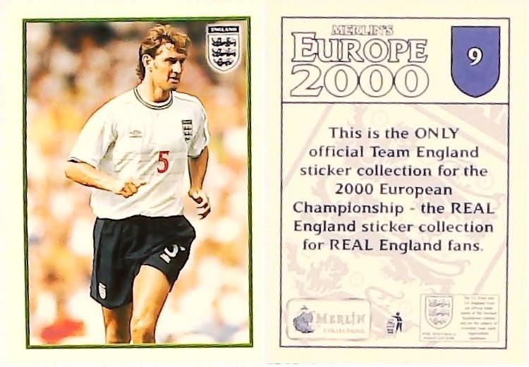 Merlin Europe 2000 Football Stickers The England Team No9 TONY ADAMS Merlin Europe 2000 Football Stickers The England Team No9 TONY ADAMS