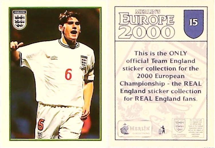 Merlin Europe 2000 Football Stickers The England Team No15 GARETH BARRY Merlin Europe 2000 Football Stickers The England Team No15 GARETH BARRY