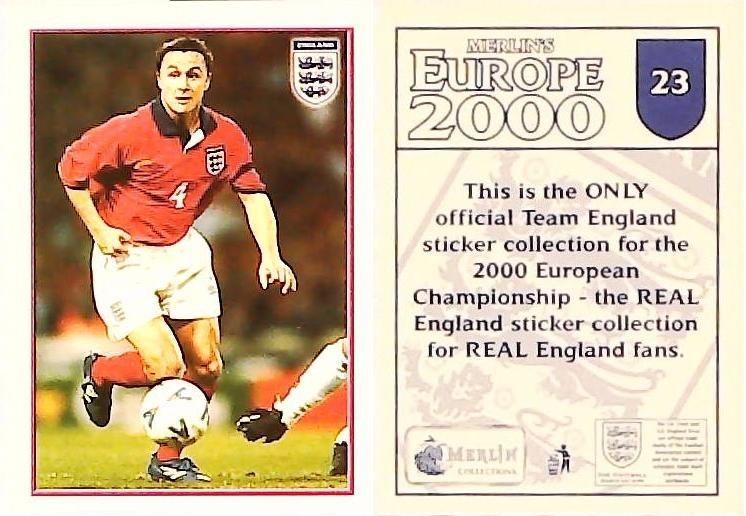 Merlin Europe 2000 Football Stickers The England Team No23: Dennis Wise - England Merlin Europe 2000 Football Stickers The England Team No23: Dennis Wise - England