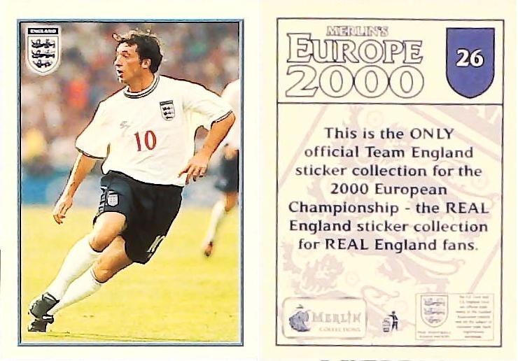 Merlin Europe 2000 Football Stickers The England Team No 26: Robbie Fowler - England Merlin Europe 2000 Football Stickers The England Team No 26: Robbie Fowler - England