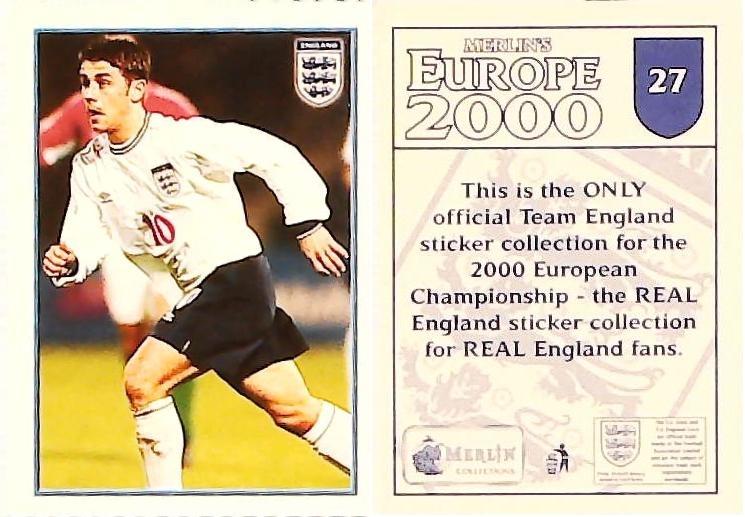 Merlin Europe 2000 Football Stickers The England Team No27: Kevin Phillips - England Merlin Europe 2000 Football Stickers The England Team No27: Kevin Phillips - England