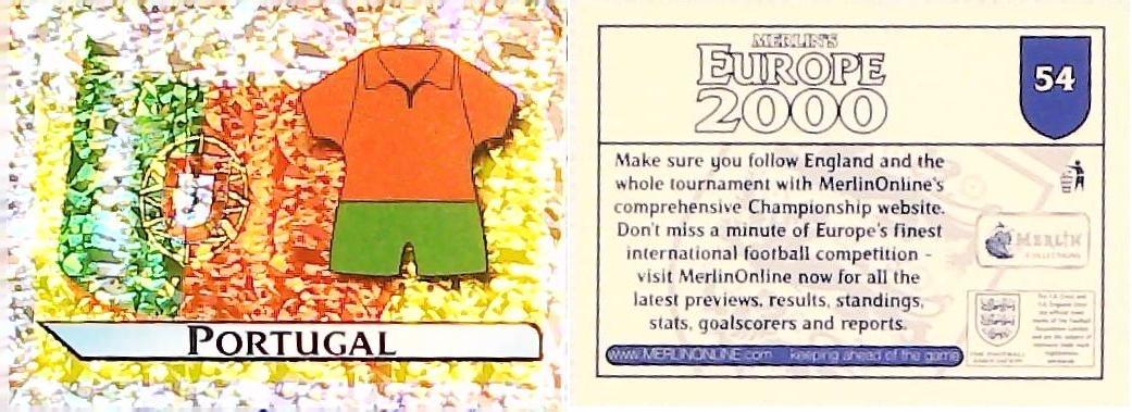 Merlin Europe 2000 Football Stickers Group A 2000 Sticker No 54: Flag and Kit - Portugal Merlin Europe 2000 Football Stickers Group A 2000 Sticker No 54: Flag and Kit - Portugal