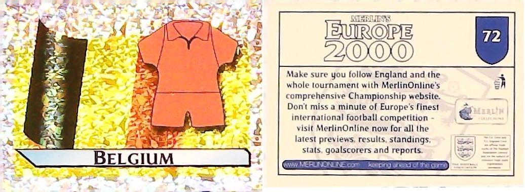 Merlin Europe 2000 Football Stickers Group A 2000 Sticker No 72: Flag and Kit - Belgium Merlin Europe 2000 Football Stickers Group A 2000 Sticker No 72: Flag and Kit - Belgium