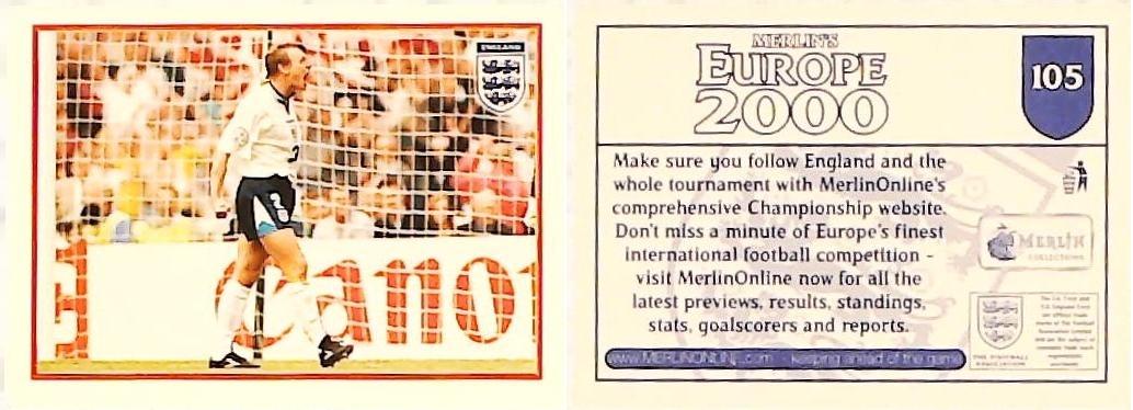 Merlin Europe 2000 Football Stickers Group A 2000 Sticker No 105: Stuart Pearce - England Merlin Europe 2000 Football Stickers Group A 2000 Sticker No 105: Stuart Pearce - England