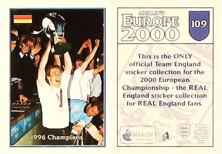 Merlin Europe 2000 Football Stickers Group A 2000 Sticker No 109: Lothar Mattaus - Celebration - Germany Merlin Europe 2000 Football Stickers Group A 2000 Sticker No 109: Lothar Mattaus - Celebration - Germany