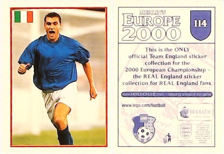Merlin Europe 2000 Football Stickers Group B 2000 Sticker No 114: Christian Vieri - Italy Merlin Europe 2000 Football Stickers Group B 2000 Sticker No 114: Christian Vieri - Italy