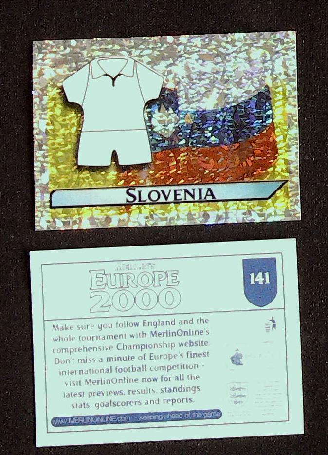 Merlin Europe 2000 Football Stickers Group B 2000 Sticker No 141: Flag and Kit - Slovenia Merlin Europe 2000 Football Stickers Group B 2000 Sticker No 141: Flag and Kit - Slovenia