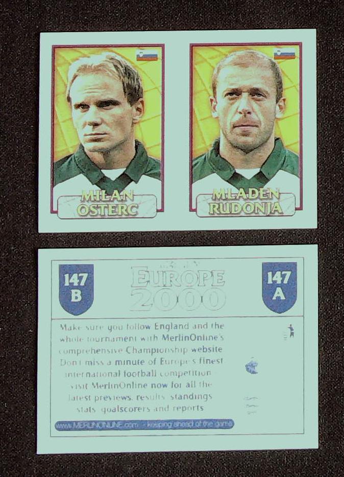 Merlin Europe 2000 Football Stickers Group B147: Milan Osterc - Mladen Rudonja - Slovenia Merlin Europe 2000 Football Stickers Group B147: Milan Osterc - Mladen Rudonja - Slovenia