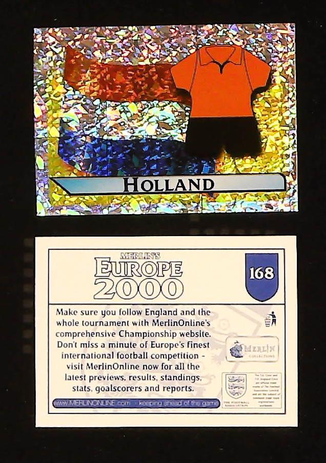 Merlin Europe 2000 Football Stickers Group D No. 168: Flag and Kit - Holland Merlin Europe 2000 Football Stickers Group D No. 168: Flag and Kit - Holland