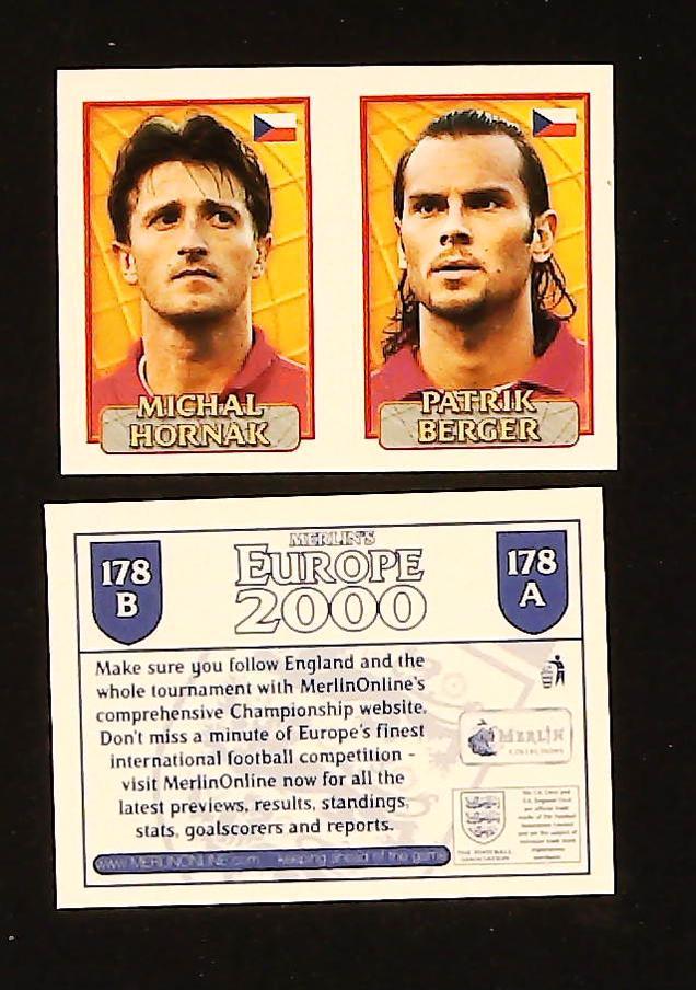 Merlin Europe 2000 Football Stickers Group D No. 178: Michal Hornak - Patrik Berger - Czech Republic Merlin Europe 2000 Football Stickers Group D No. 178: Michal Hornak - Patrik Berger - Czech Republic