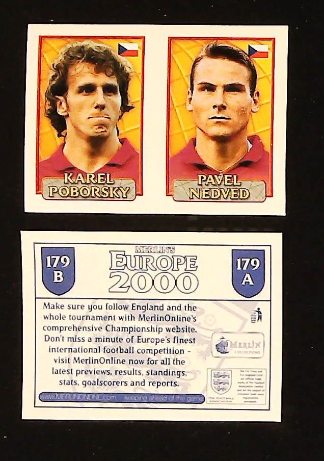 Merlin Europe 2000 Football Stickers Group D No.179: Karel Poborsky - Pavel Nedved - Czech Republic Merlin Europe 2000 Football Stickers Group D No.179: Karel Poborsky - Pavel Nedved - Czech Republic
