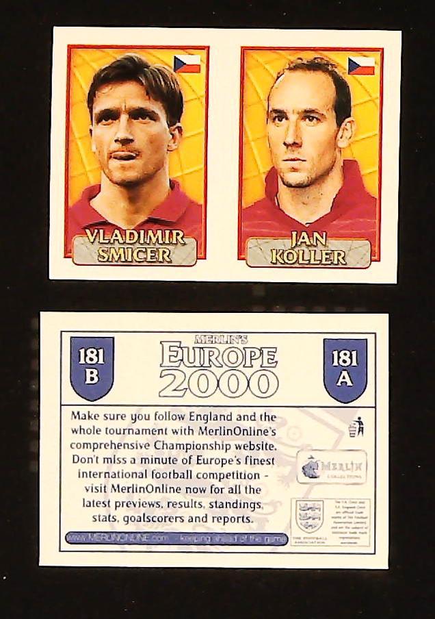 Merlin Europe 2000 Football Stickers Group D No.181: Vladimir Smicer - Jan Koller - Czech Republic Merlin Europe 2000 Football Stickers Group D No.181: Vladimir Smicer - Jan Koller - Czech Republic