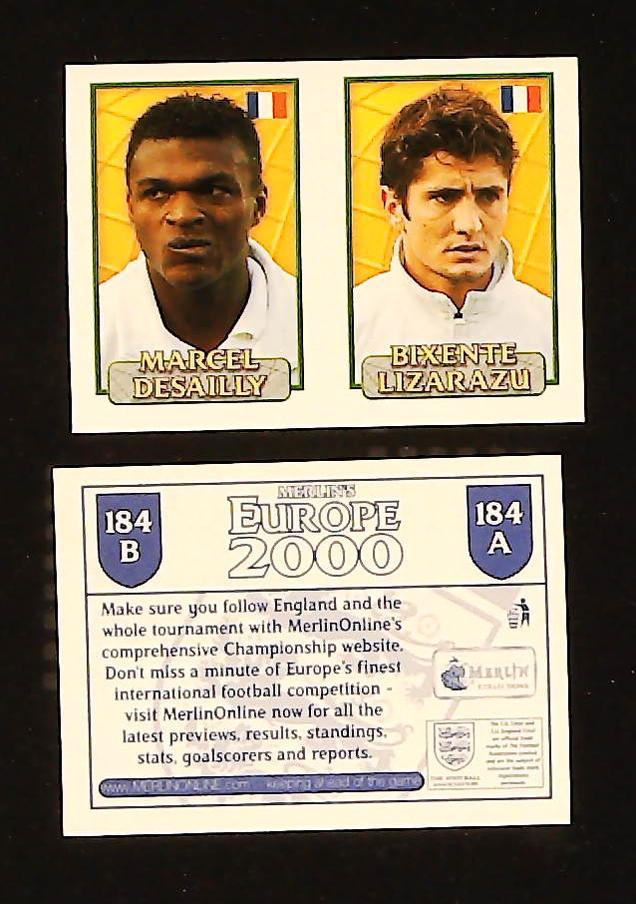 Merlin Europe 2000 Football Stickers Group D No.184: Marcel Desailly - Bixente Lizarazu - France Merlin Europe 2000 Football Stickers Group D No.184: Marcel Desailly - Bixente Lizarazu - France