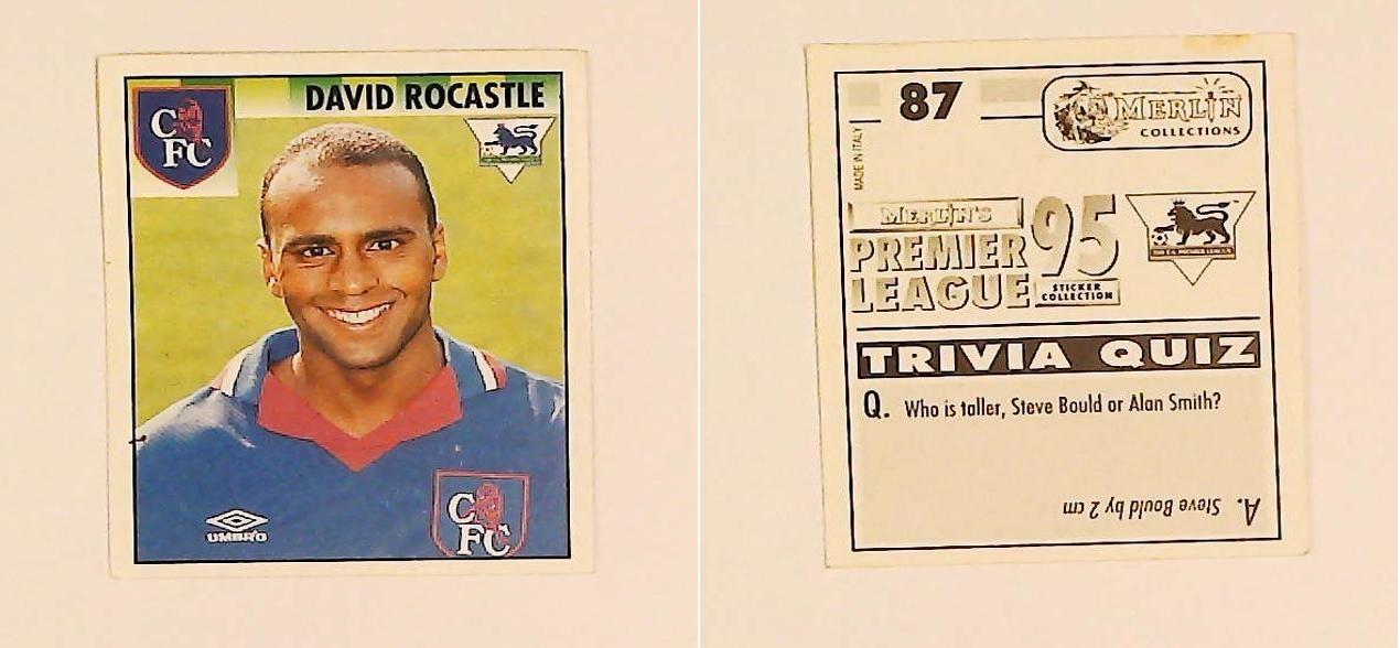 Merlin FA Premier League 95 Sticker No 87. David Rocastle (Chelsea) Merlin FA Premier League 95 Sticker No 87. David Rocastle (Chelsea)