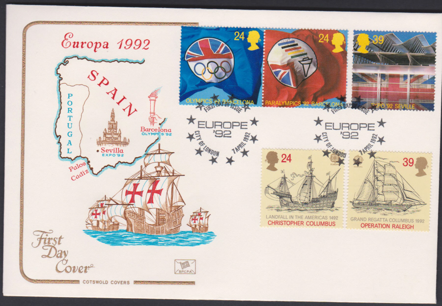 1992 - Europa First Day Cover COTSWOLD - Europe 92 City of London Postmark