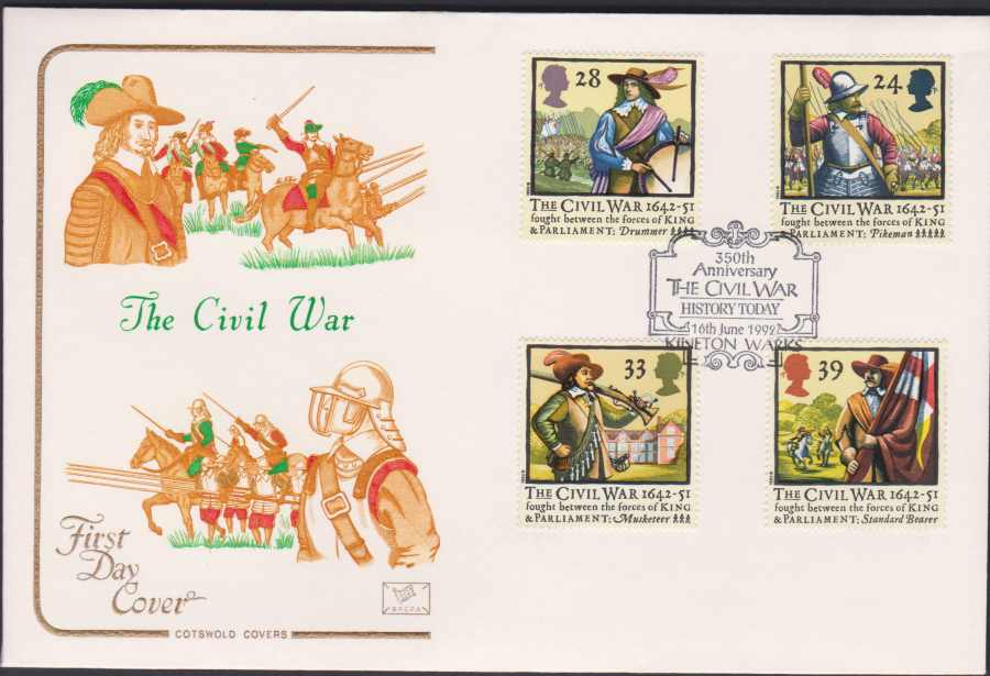 1992 - English Civil War First Day Cover COTSWOLD -History Today Kineton,Warks Postmark