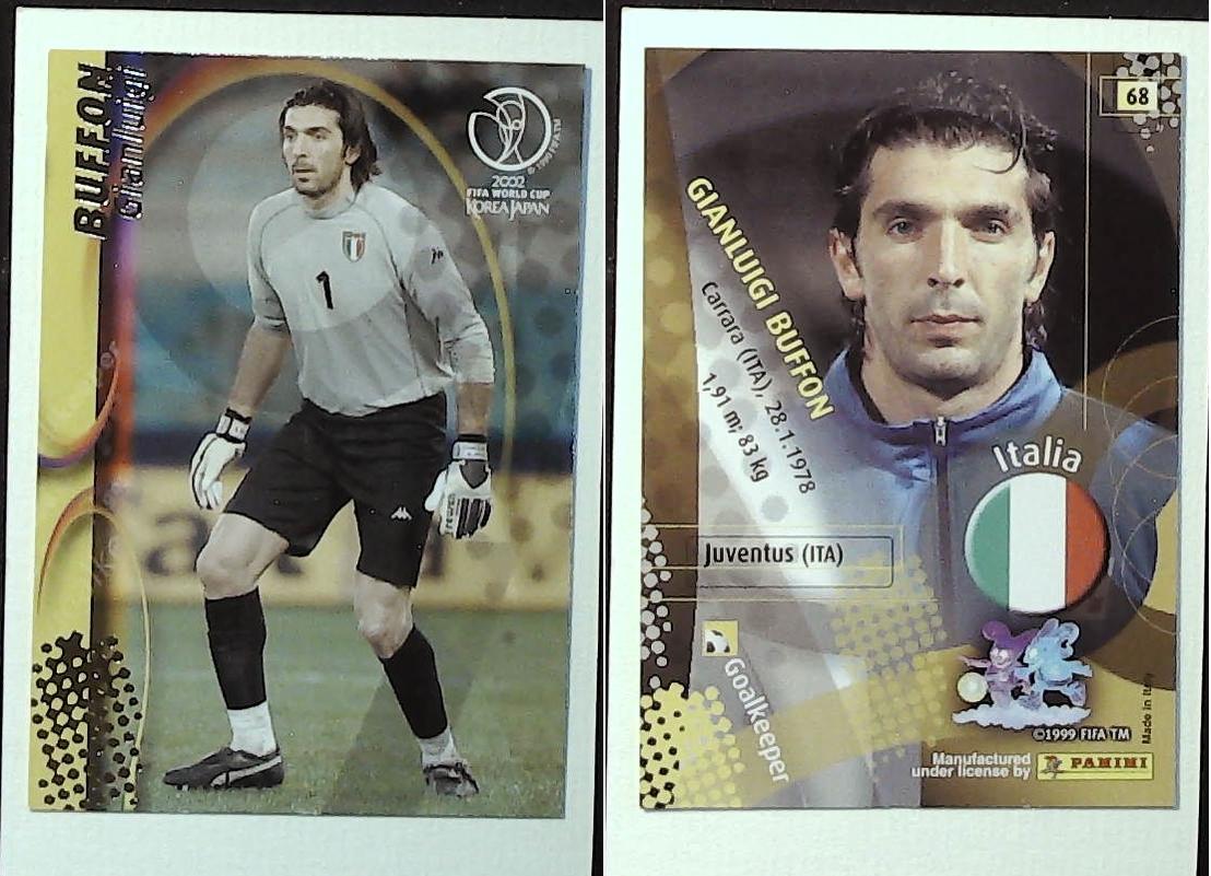 PANINI 2002 WORLD CUP FOOTBALL CARDS ITALY No68 GIANLUIGI BUFFON PANINI 2002 WORLD CUP FOOTBALL CARDS ITALY No68 GIANLUIGI BUFFON
