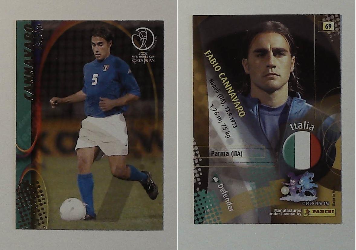 PANINI 2002 WORLD CUP FOOTBALL CARDS ITALY No69 FABIO CANNAVARO PANINI 2002 WORLD CUP FOOTBALL CARDS ITALY No69 FABIO CANNAVARO