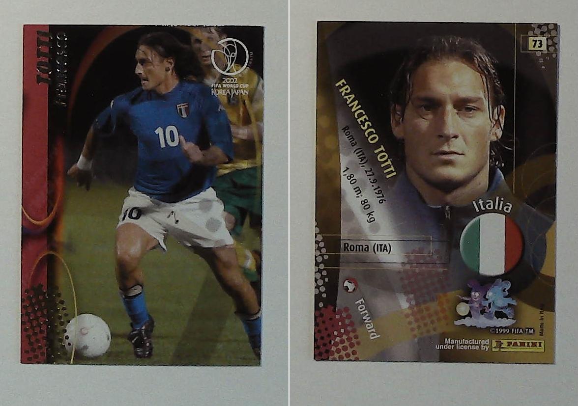 PANINI 2002 WORLD CUP FOOTBALL CARDS ITALY No73 FRANCESCO TOTTI PANINI 2002 WORLD CUP FOOTBALL CARDS ITALY No73 FRANCESCO TOTTI