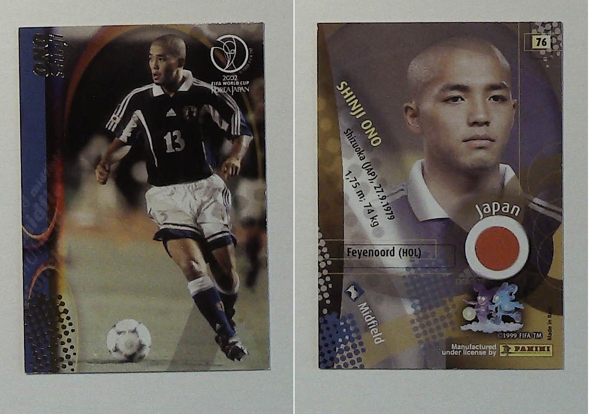 PANINI 2002 WORLD CUP FOOTBALL CARDS JAPAN No76 SHINJI ONO PANINI 2002 WORLD CUP FOOTBALL CARDS JAPAN No76 SHINJI ONO