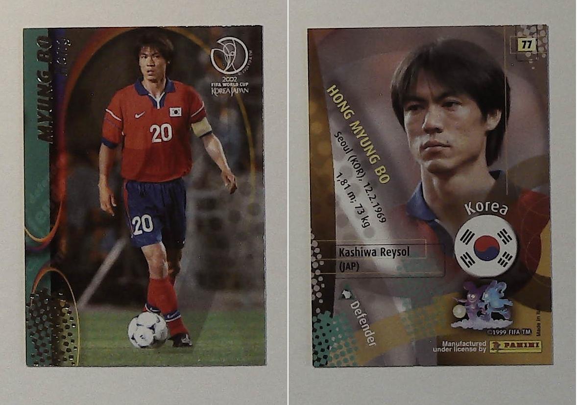 PANINI 2002 WORLD CUP FOOTBALL CARDS No77 KOREA HONG MYUNG BO PANINI 2002 WORLD CUP FOOTBALL CARDS No77 KOREA HONG MYUNG BO