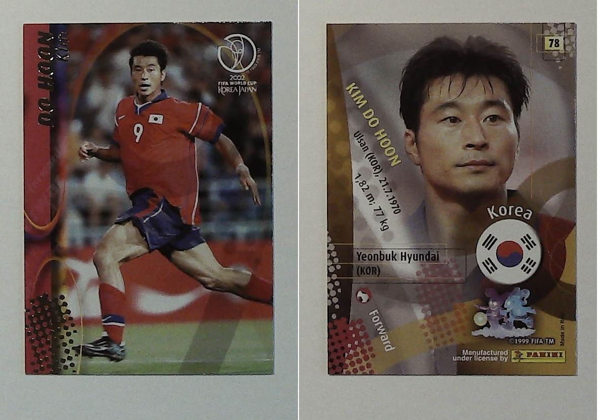 PANINI 2002 WORLD CUP FOOTBALL CARDS No78 KOREA KIM DO HOON PANINI 2002 WORLD CUP FOOTBALL CARDS No78 KOREA KIM DO HOON