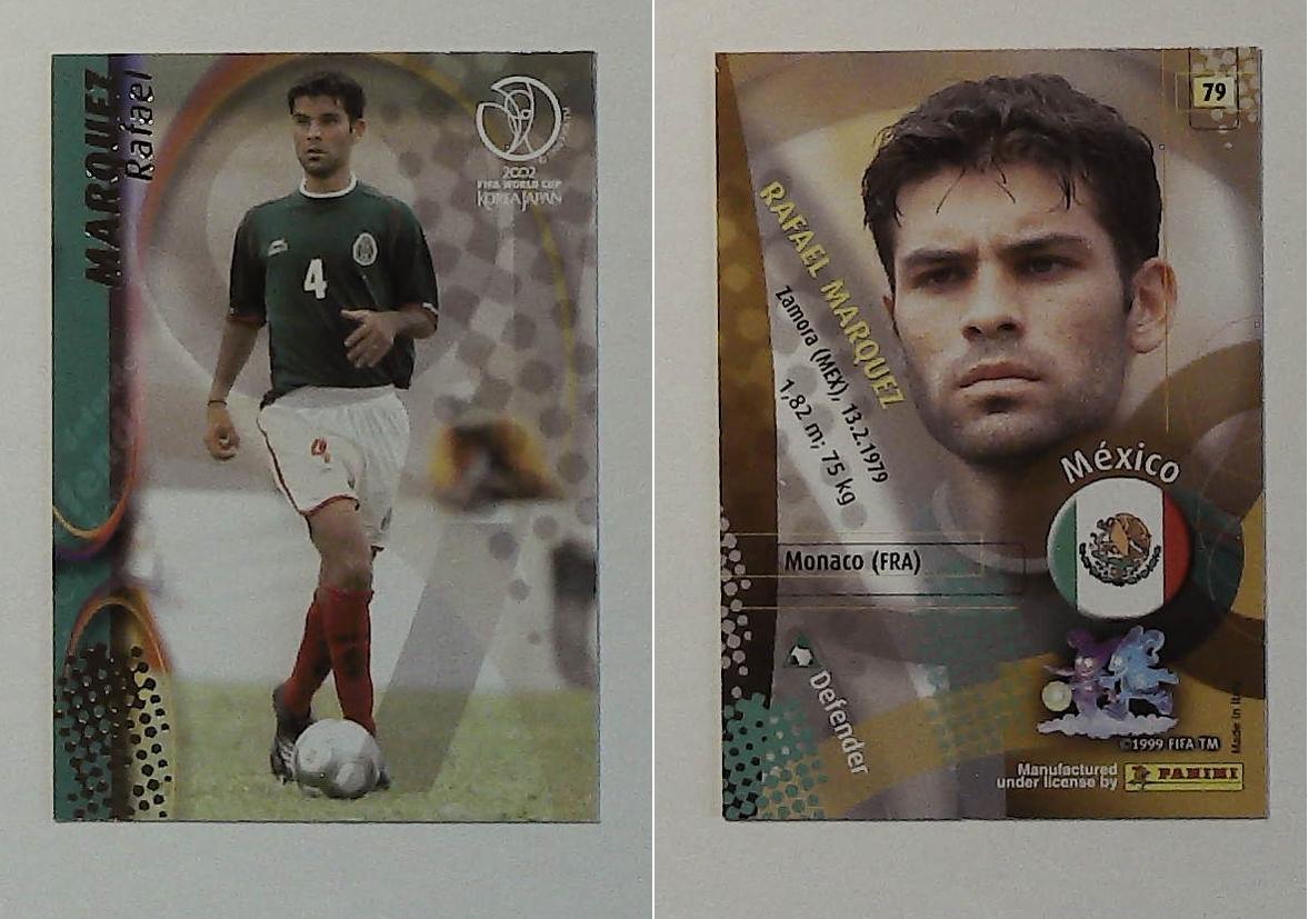 PANINI 2002 WORLD CUP FOOTBALL CARDS No79 MEXICO RAFAEL MARQUEZ PANINI 2002 WORLD CUP FOOTBALL CARDS No79 MEXICO RAFAEL MARQUEZ