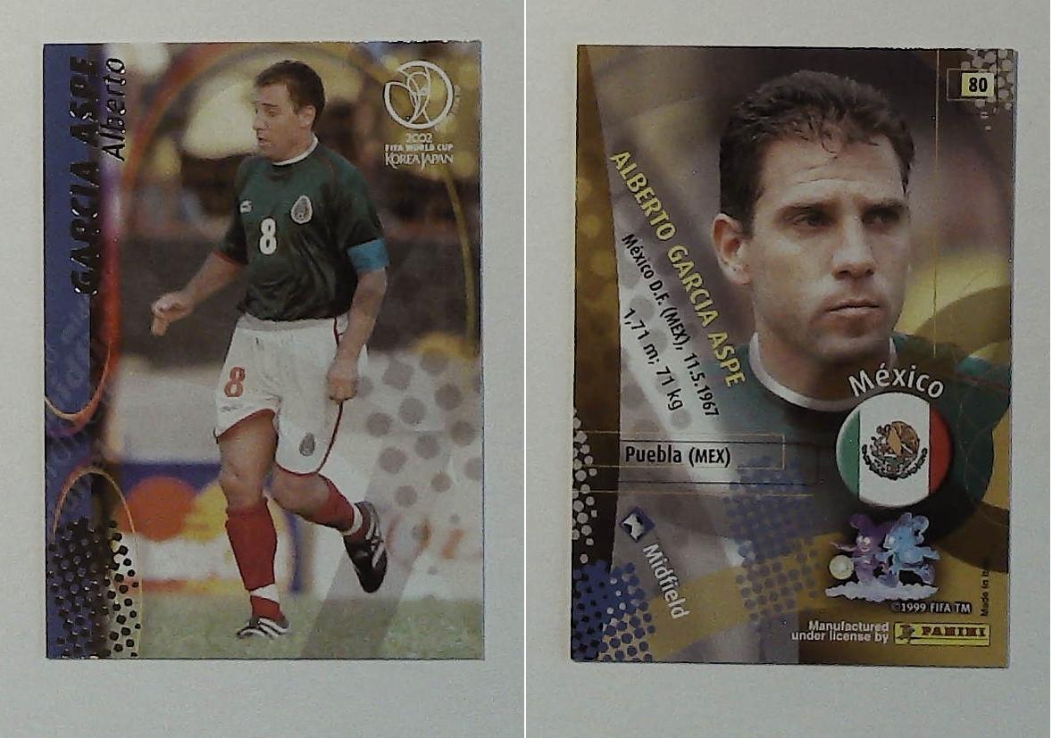 PANINI 2002 WORLD CUP FOOTBALL CARDS No80 MEXICO ALBERTO GARCIA ASPE PANINI 2002 WORLD CUP FOOTBALL CARDS No80 MEXICO ALBERTO GARCIA ASPE