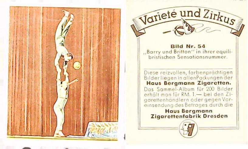 Bergmann Variety & CircusGerman Cigarette Card No 54