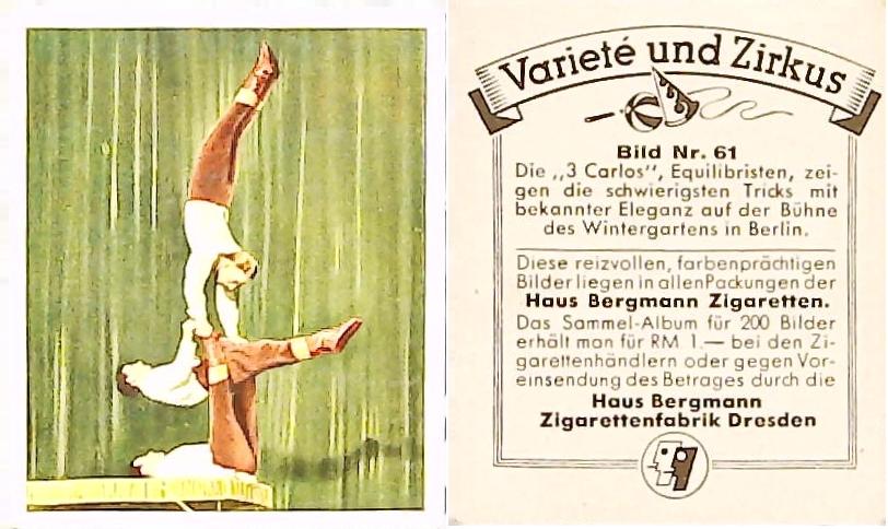 Bergmann Variety & CircusGerman Cigarette Card No 61
