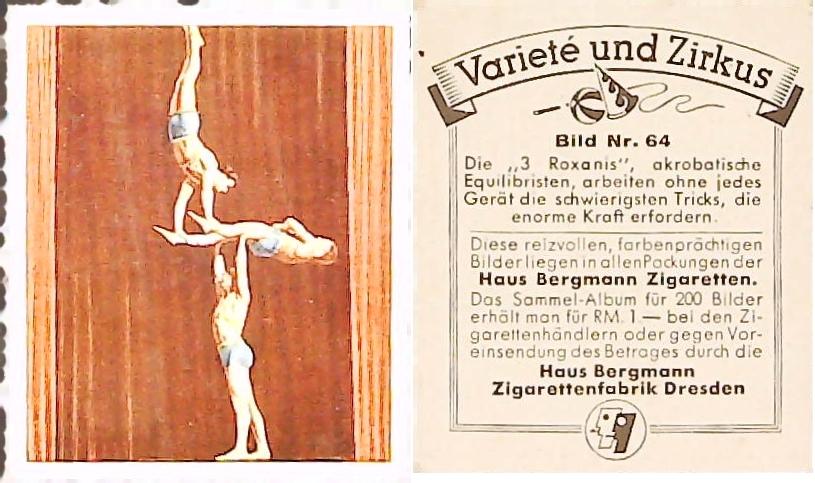 Bergmann Variety & CircusGerman Cigarette Card No 64