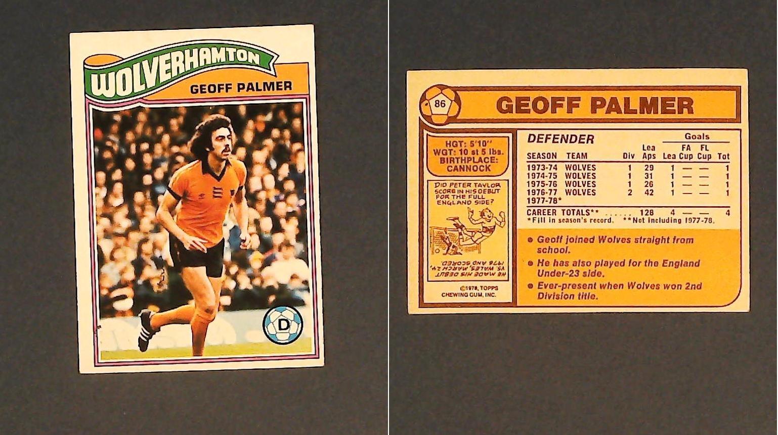 Topps Chewing Gum Orange Back Football Cards - 1978 No..86 Geoff Palmer Wolverhampton Wanderers Topps Chewing Gum Orange Back Football Cards - 1978 No..86 Geoff Palmer Wolverhampton Wanderers