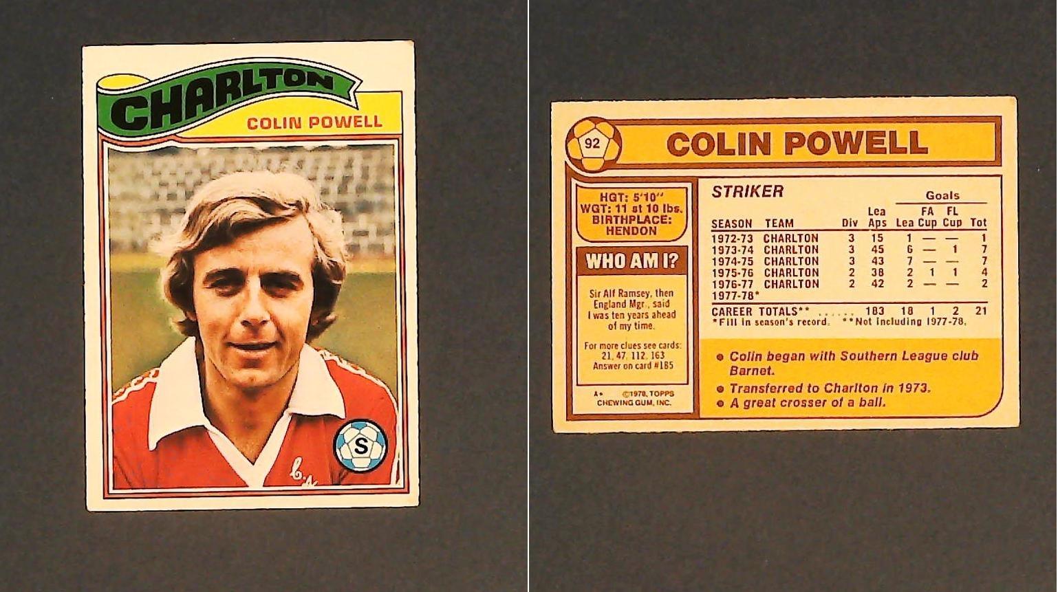 Topps Chewing Gum Orange Back Football Cards - 1978 No..92 Colin Powell Charlton Athletic Topps Chewing Gum Orange Back Football Cards - 1978 No..92 Colin Powell Charlton Athletic