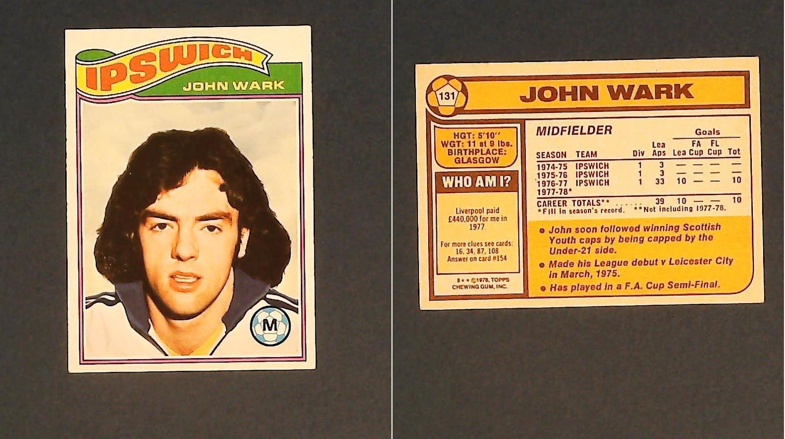 Topps Chewing Gum Orange Back Football Cards - 1978 No131 John Wark Ipswich Town Topps Chewing Gum Orange Back Football Cards - 1978 No131 John Wark Ipswich Town