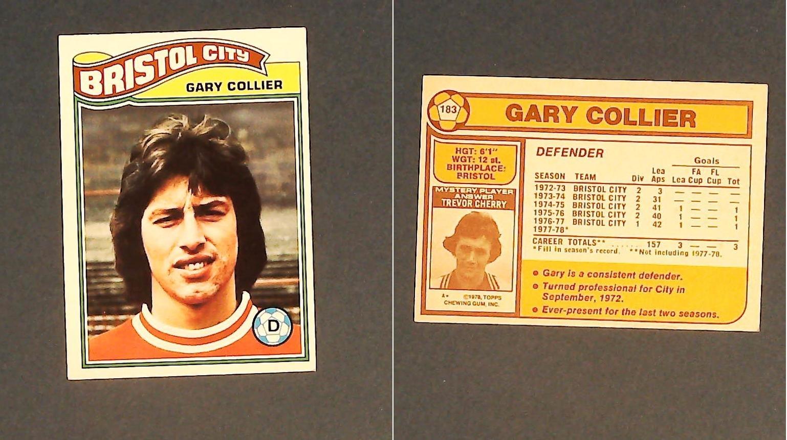 Topps Chewing Gum Orange Back Football Cards - 1978 No 183 Gary Collier Bristol City Topps Chewing Gum Orange Back Football Cards - 1978 No 183 Gary Collier Bristol City